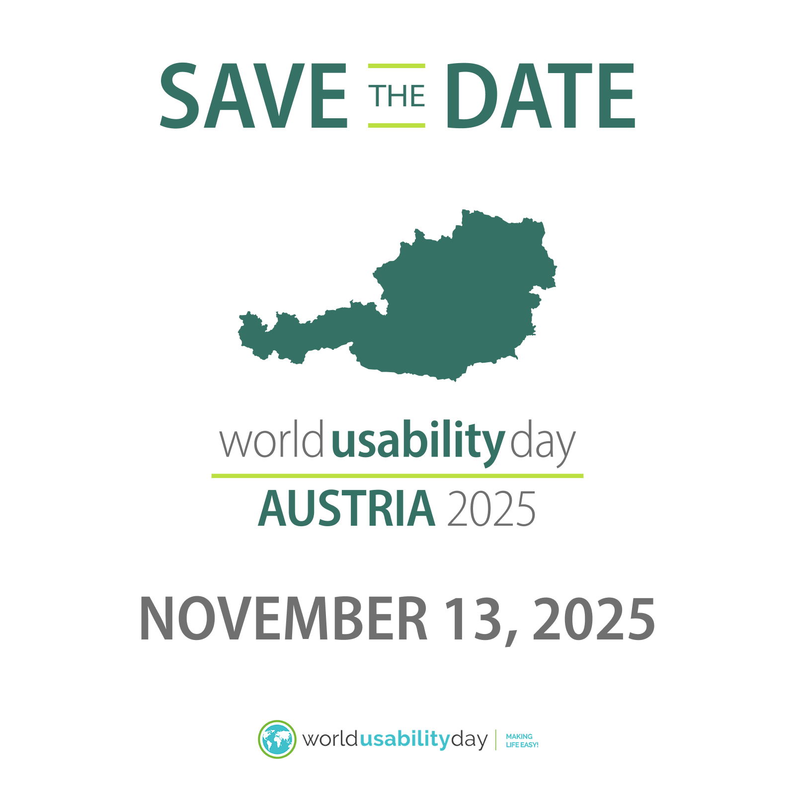 Save the Date: World Usability Day Austria 2025, 13 November 2025, 6:45PM (CET)